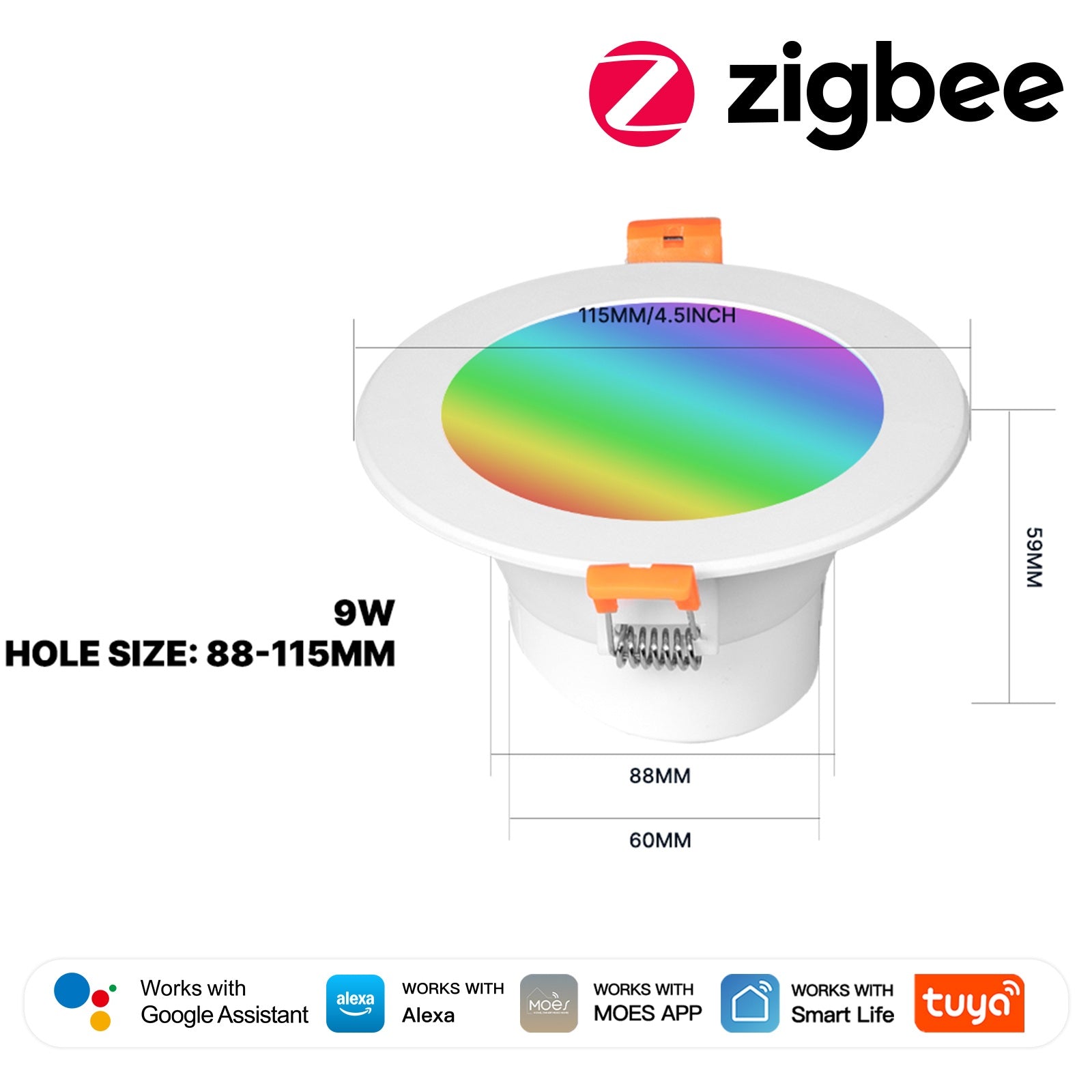 MOES Tuya ZigBee Smart LED Downlight Round Spotlight RGB