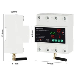 Tuya WiFi 3-Phase 4P 100A Voltage Protector Meter Switch