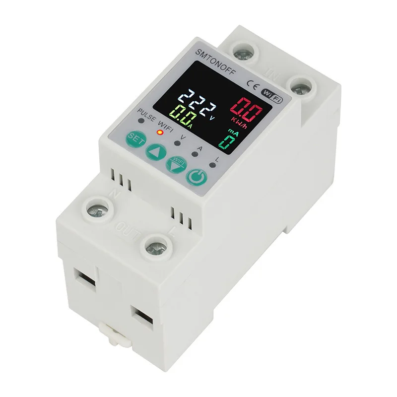 Tuya WiFi Auto-Reclosing Voltage Current Protector Energy Meter 63A