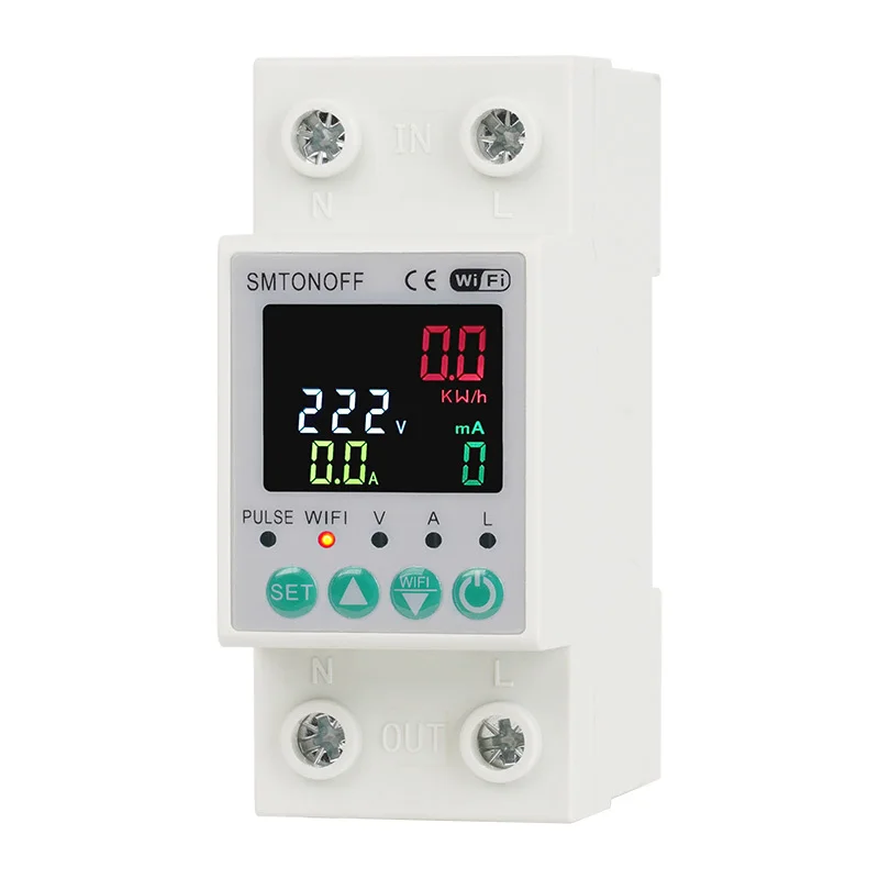 Tuya WiFi Auto-Reclosing Voltage Current Protector Energy Meter 63A