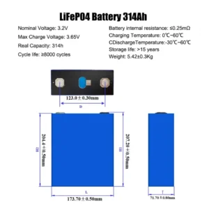 MB31 314Ah 3.2V LiFePO4 Battery Grade A+ ESS Solar Cell