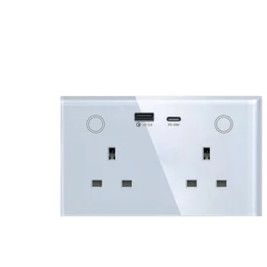 Smart Socket Glass Panel UK Wall Socket with USB PD 20W