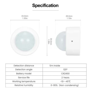 Tuya Mini Zigbee PIR Motion Detector Sensor FS-ZHS01