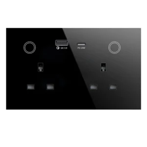 Smart Socket Glass Panel UK Wall Socket with USB PD 20W