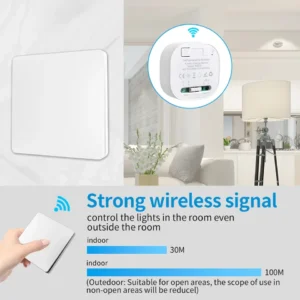 Wireless Smart RF433MHz Self-Powered Waterproof Wall Light Switch