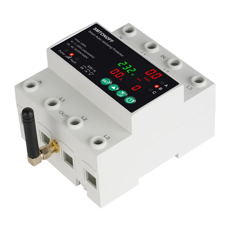 Tuya WiFi 3-Phase 4P 100A Voltage Protector Meter Switch