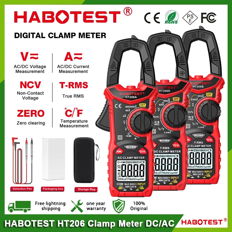 Digital Clamp Meter 600A AC/DC Multimeter Voltage Tester