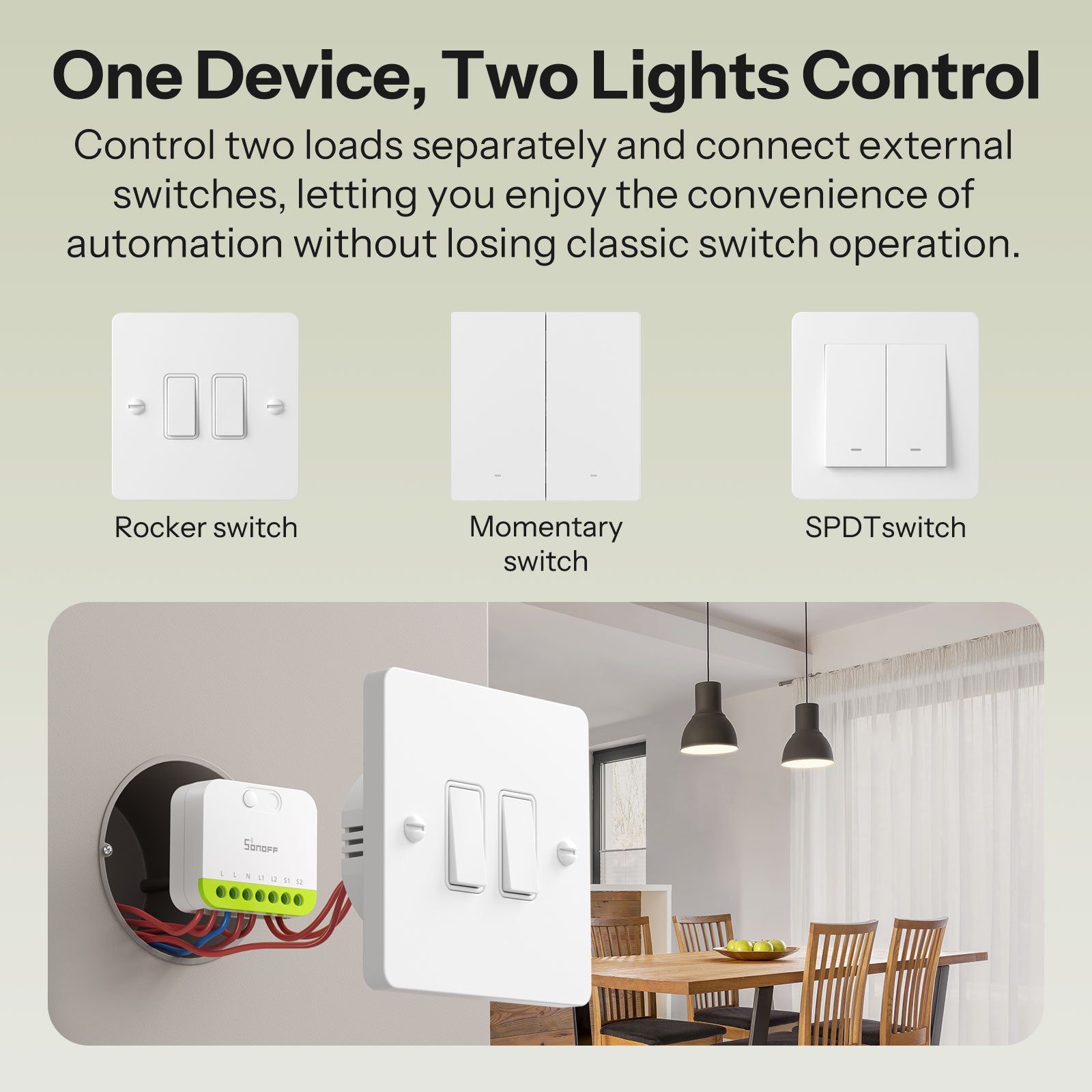 SONOFF MINI DUO 2-Gang Zigbee Smart Switch MINI-ZB2GS