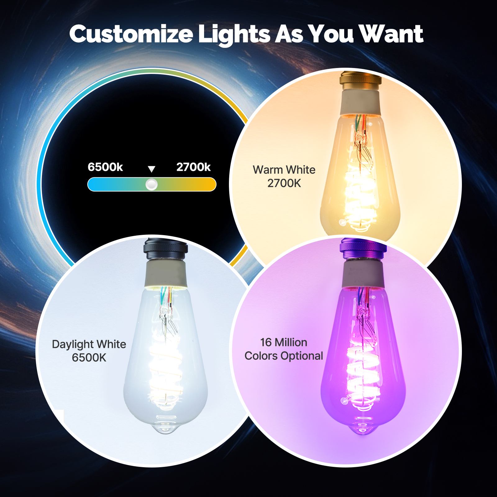 MOES Matter WiFi E27 Smart Edison LED Light Bulb
