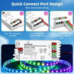 ESP32 USB-C WLED Addressable LED Strip Controller With Mic and UART