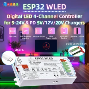 DOMRAEM Dual PSU ESP32 WLED Digital LED Controller
