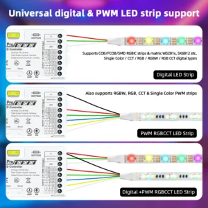 ESP32 WLED All in One Digital and PWM 5-in-1 LED Controller