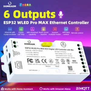 DOMRAEM ESP32 Pro MAX WLED 6CH Digital Pixel LED Controller
