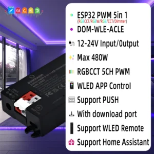5-in-1 ESP32 WLED Smart Dimming PWM LED Controller