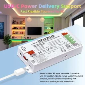 DOMRAEM Dual PSU ESP32 WLED Digital LED Controller