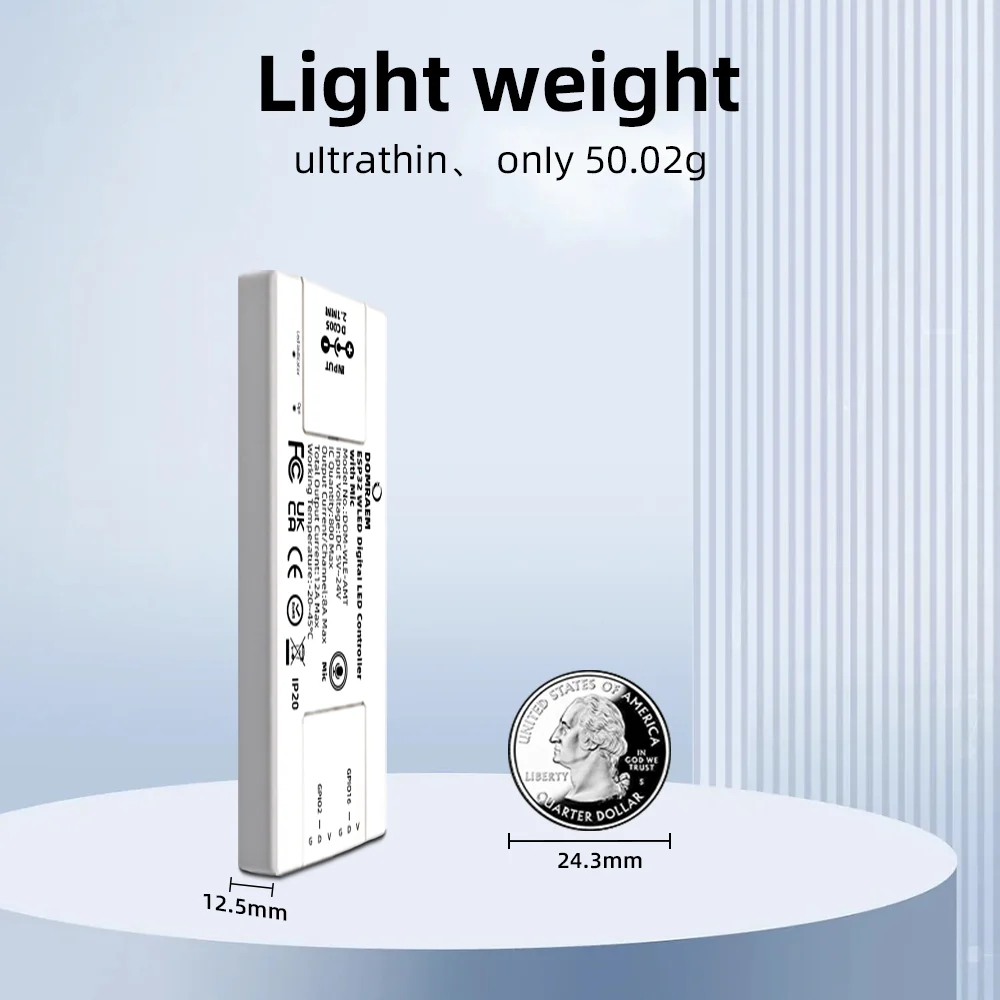 ESP32 WLED Addressable LED Strip Controller Ultra Thin 2CH