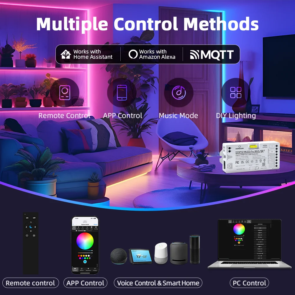 DOMRAEM DOM-ETH-815DM ESP32 Ethernet WiFi WLED LED Controller