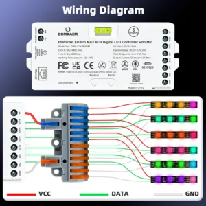 ESP32 6-Output Digital WLED Controller for WS281X and SK6812