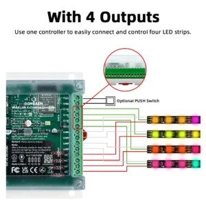 DOMRAEM 4-Channel ESP32 Ethernet WLED DIN Rail Controller