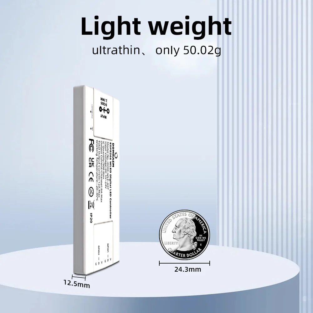 ESP8266 WLED LED Strip Controller Ultra-Thin 2CH 12A