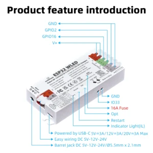DOMRAEM DOM-WLE-10P ESP32 WLED LED Strip Controller