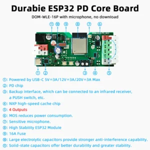 ESP32 WLED Controller Sound Reactive 4-Output 16A DC 5-24V