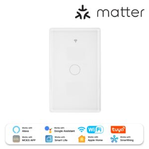 MOES Matter WiFi Smart Light Switch 2.5D Glass Neutral Required US