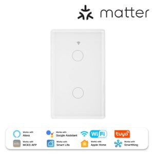 MOES Matter WiFi Smart Light Switch 2.5D Glass Neutral Required US