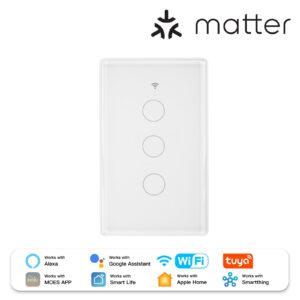MOES Matter WiFi Smart Light Switch 2.5D Glass Neutral Required US