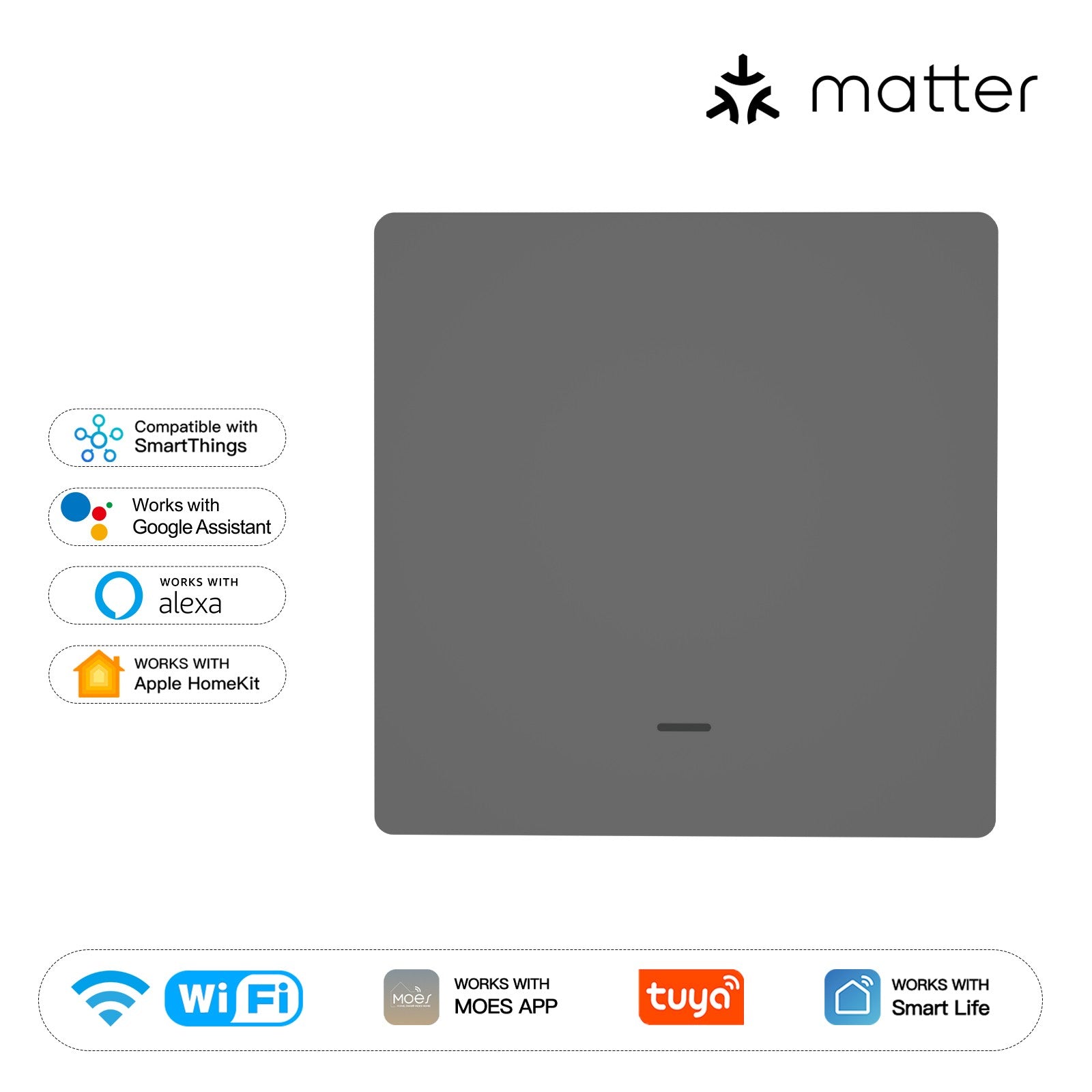 MOES Matter WiFi Smart Push Button Light Switch EU Version