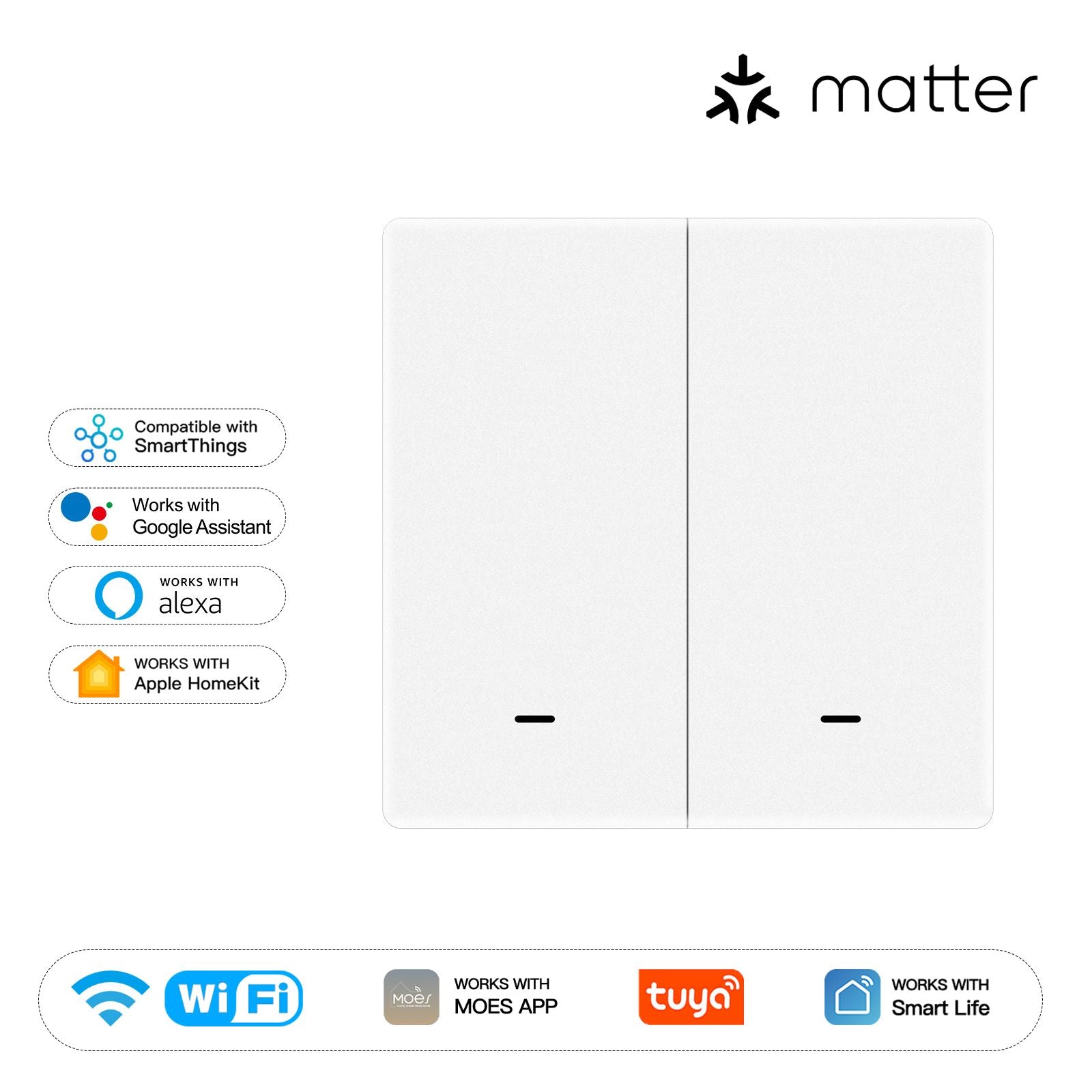 MOES Matter WiFi Smart Push Button Light Switch EU Version