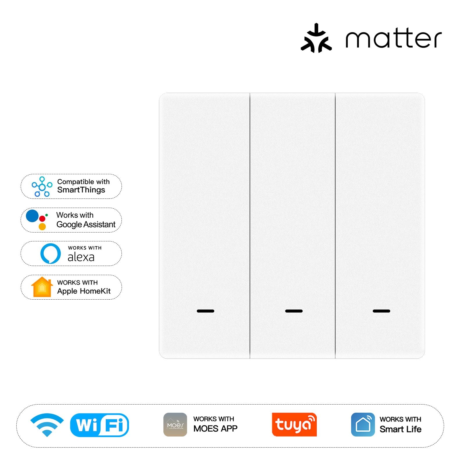 MOES Matter WiFi Smart Push Button Light Switch EU Version