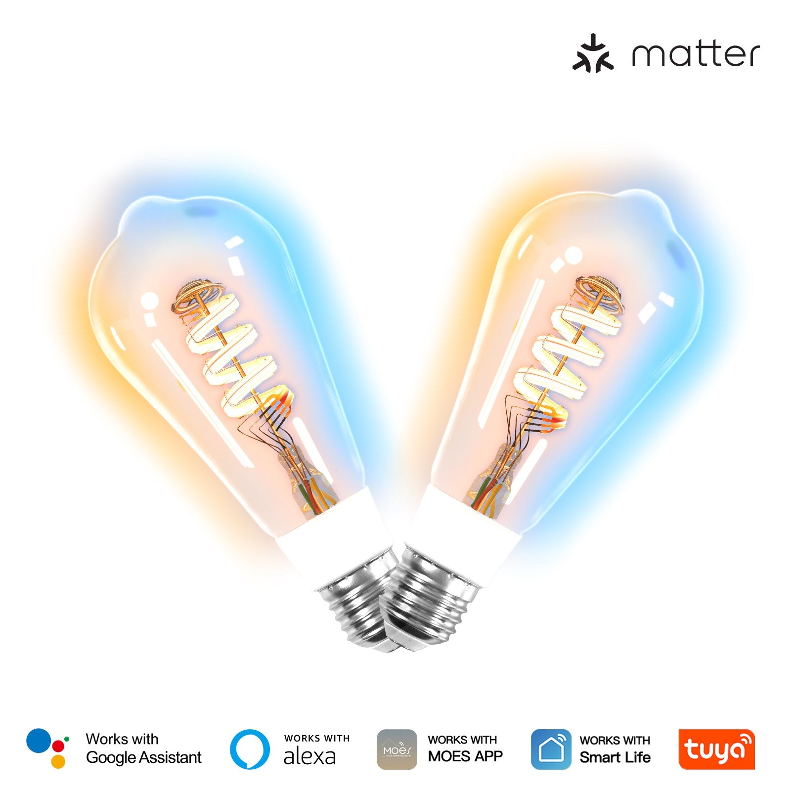 MOES Matter WiFi E27 Smart Edison LED Light Bulb