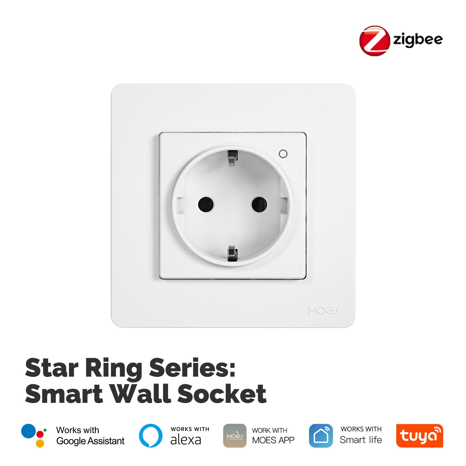MOES Star Ring ZigBee Smart Socket EU Wall Outlet