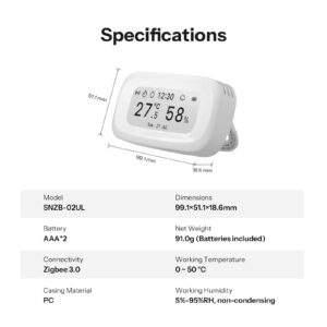 SONOFF AirGuard E-Ink Zigbee Temperature Humidity Sensor SNZB-02UL