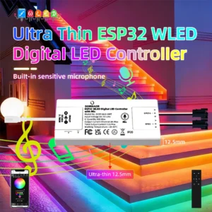 ESP32 WLED Addressable LED Strip Controller Ultra Thin 2CH