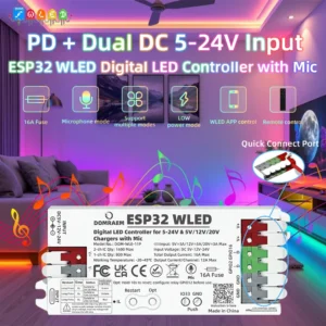DOM-WLE-11P ESP32 WLED Digital LED Controller with Microphone