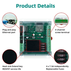DOMRAEM 4-Channel ESP32 Ethernet WLED DIN Rail Controller