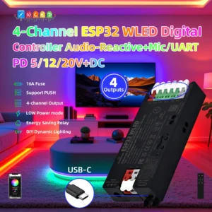 DOMRAEM DOM-WLE-18P 4-Channel ESP32 WLED Controller