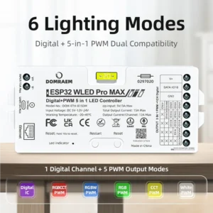 DOMRAEM DOM-ETH-815DM ESP32 Ethernet WiFi WLED LED Controller