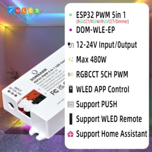 DOMRAEM ESP32 WLED PWM Analog LED Strip Controller 5-in-1