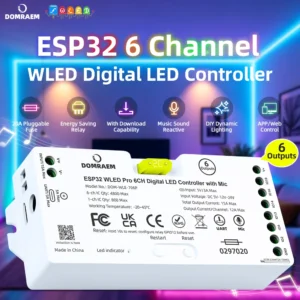 ESP32 6-Output Digital WLED Controller for WS281X and SK6812