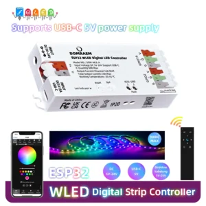 ESP32 WLED Addressable LED Strip Controller DC5-24V 16A Max