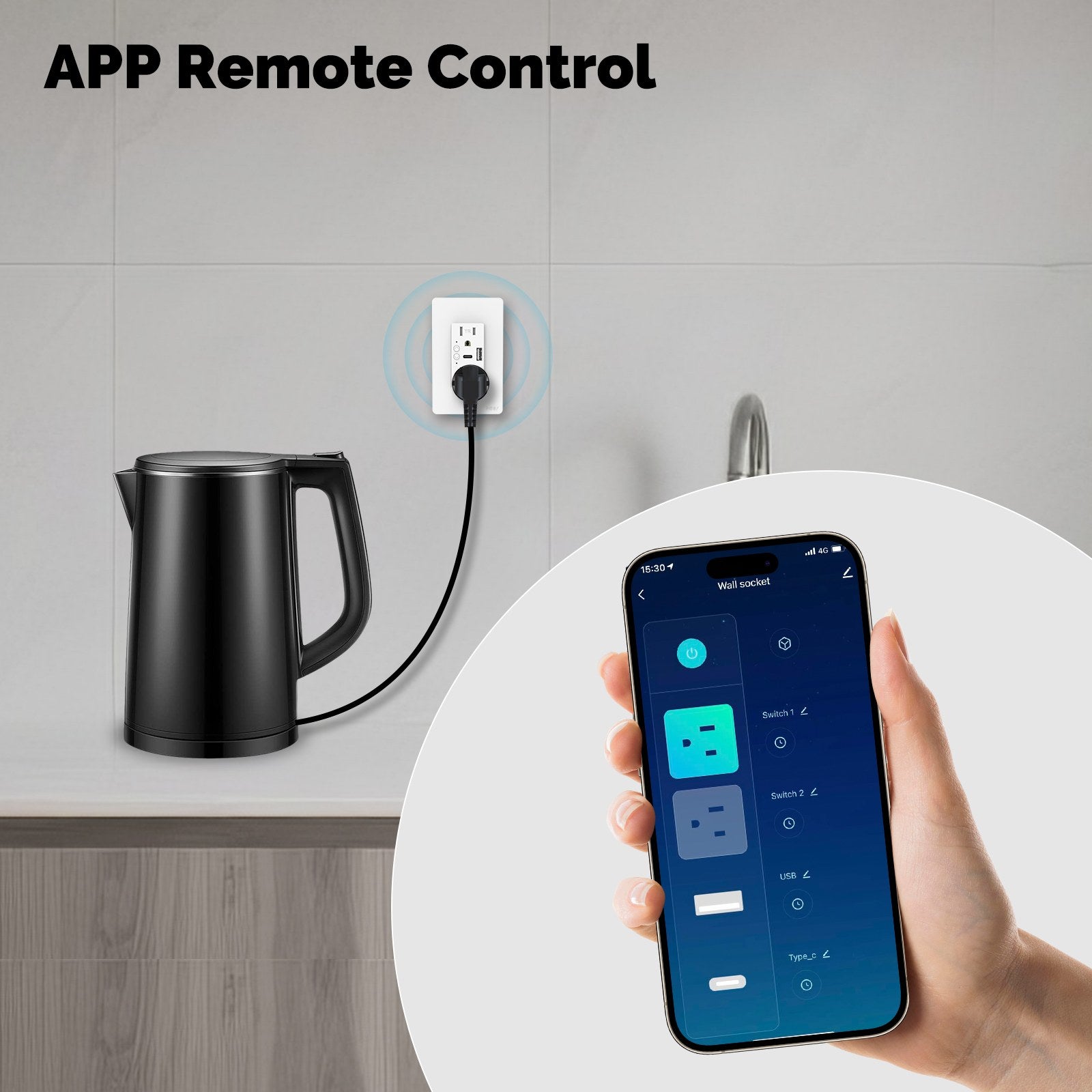 MOES Smart WiFi In-Wall USB Outlet 15A with Type-C and Type-A