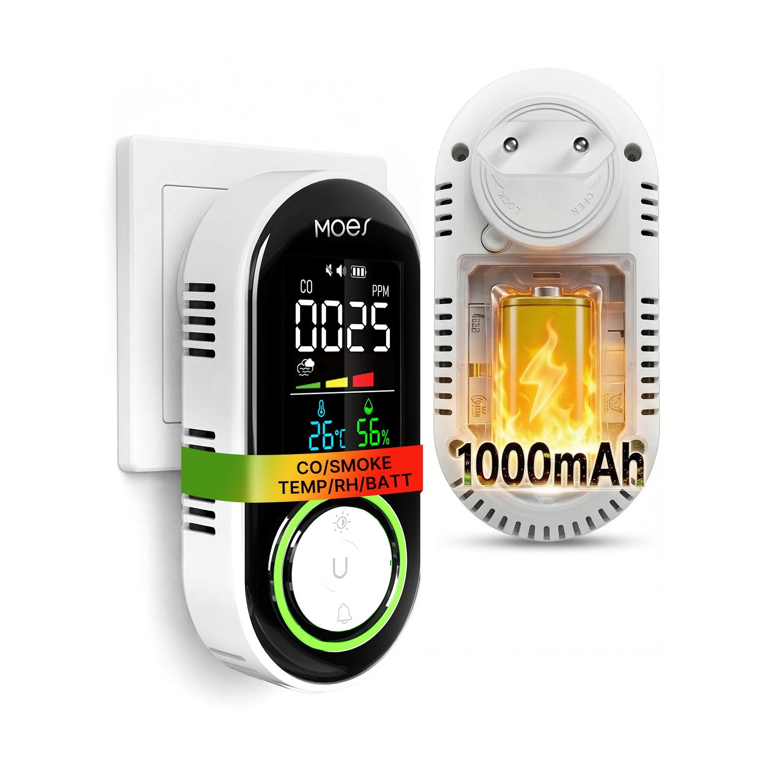MOES NA503E 4-in-1 EU Plug Smoke and CO Alarm