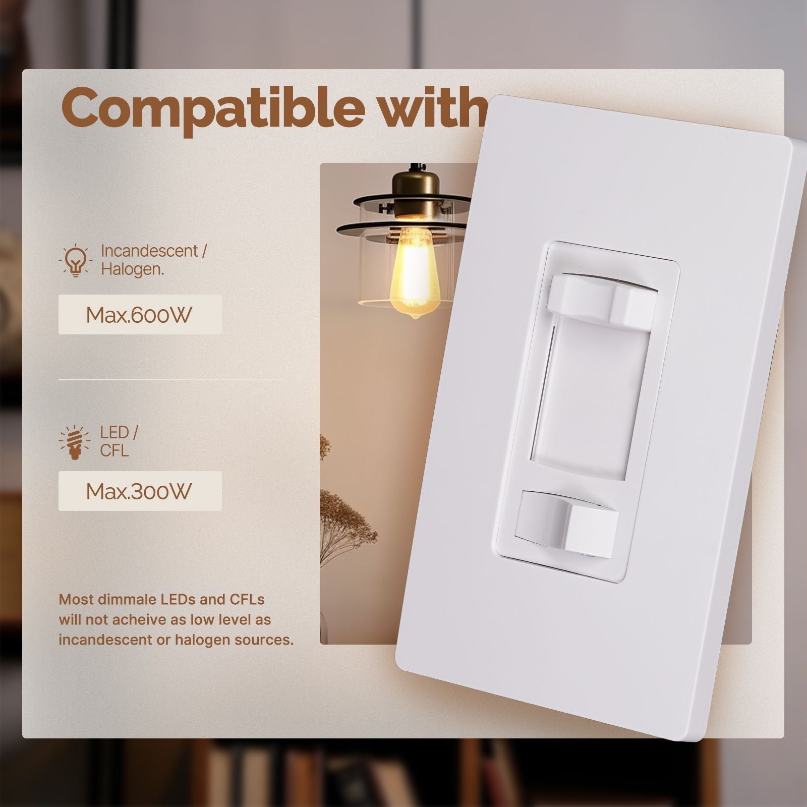 MOES Dimmer Light Switch Single Pole and 3-Way