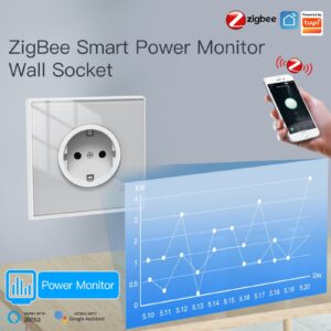 MOES ZigBee Smart Wall Socket with Glass Panel and Power Monitor