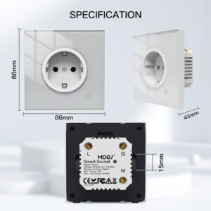 MOES ZigBee Smart Wall Socket with Glass Panel and Power Monitor
