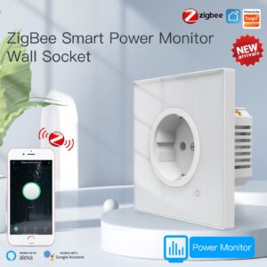 MOES ZigBee Smart Wall Socket with Glass Panel and Power Monitor