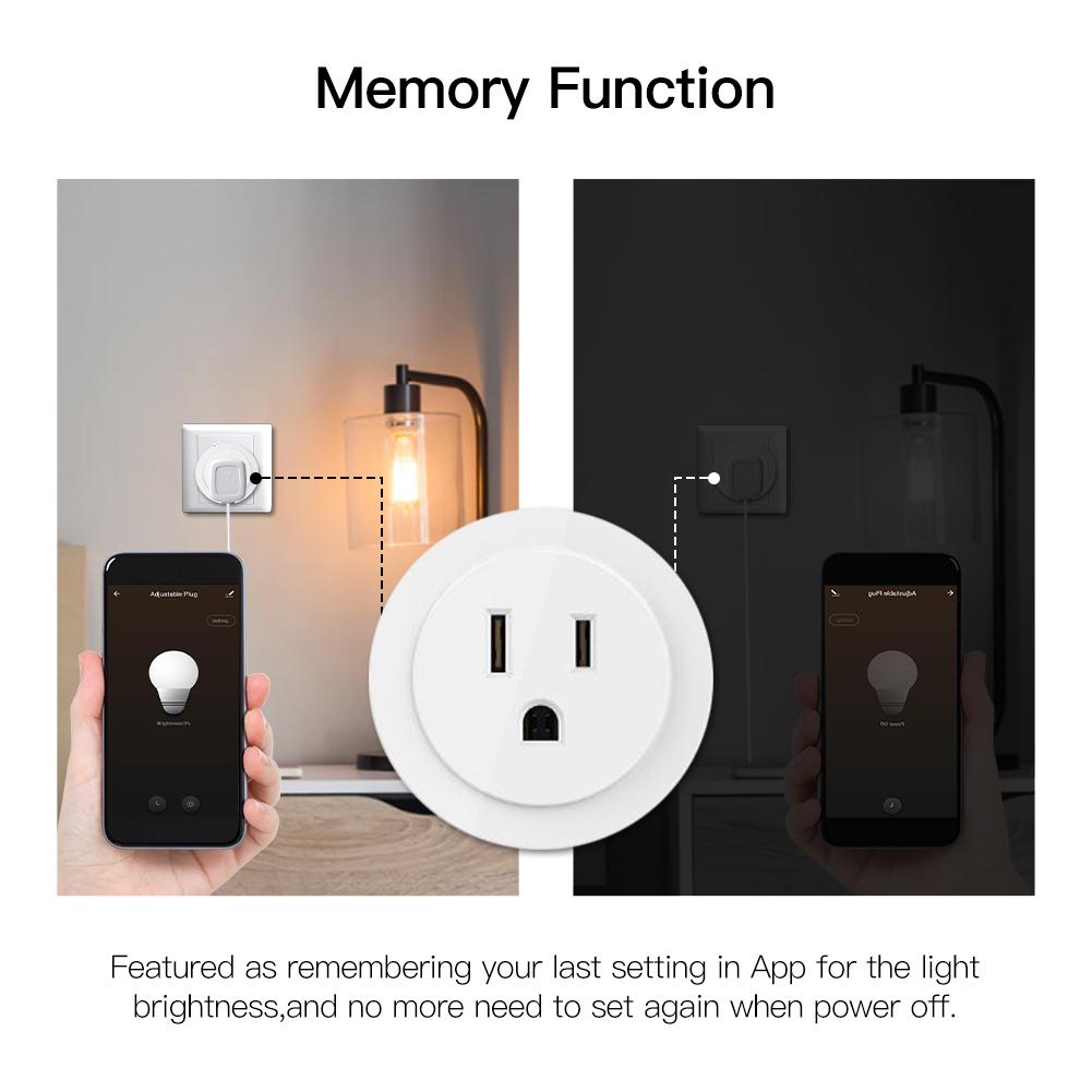 MOES WiFi Smart Power Socket Plug With Brightness Adjust and Timer